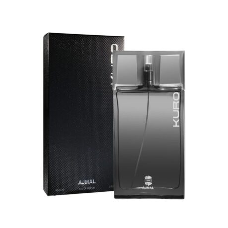 Ajmal Kuro Eau de Parfum 90ml, a captivating blend of smoky, spicy, floral, and woody notes, offering a long-lasting, sophisticated fragrance perfect for evening wear and special occasions.