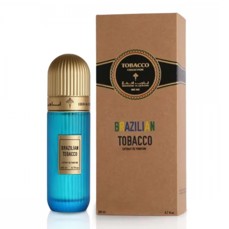 Ibraheem Al Qurashi Brazilian Tobacco Extrait De Parfum 200ml bottle front view with elegant design