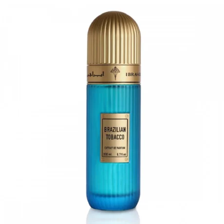 Brazilian Tobacco perfume by Ibraheem Al Qurashi displayed with its luxurious packaging box