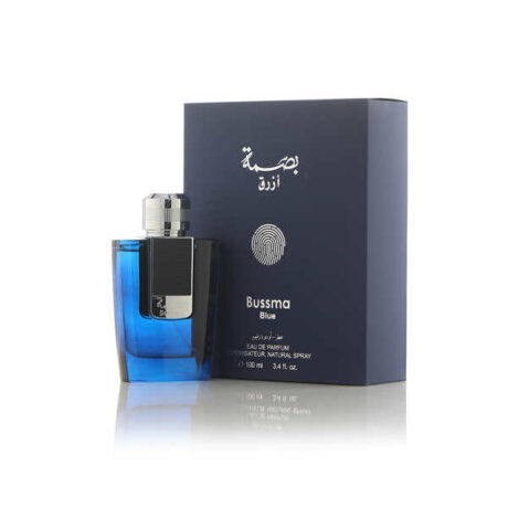 Blue Bussma 100ML EDP by Arabian Oud in a striking blue and silver bottle