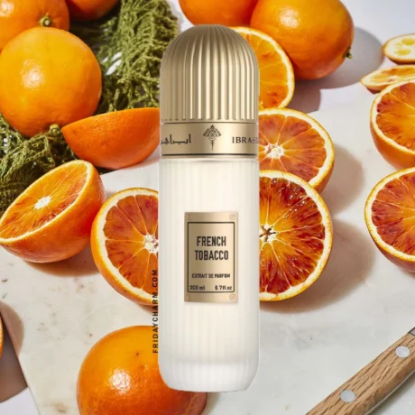 Floral and spicy heart notes of neroli, cinnamon, and ginger in French Tobacco